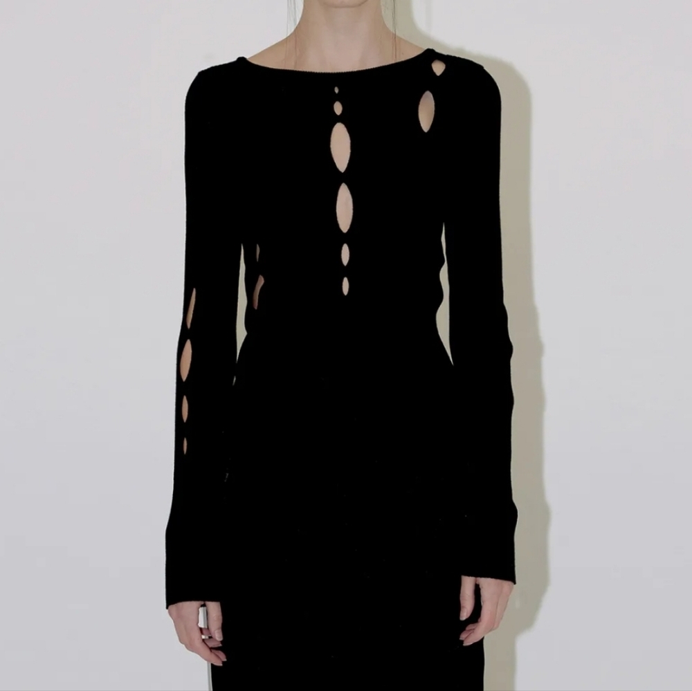 Black Cutout Long Sleeve Dress